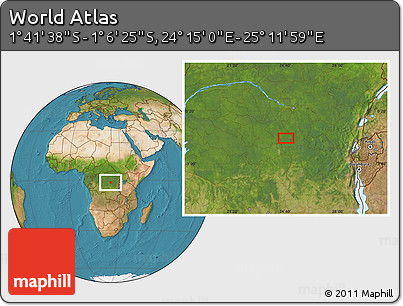 Satellite Location Map of the Area around 1° 24' 2" S, 24° 43' 30" E