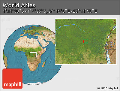 Satellite Location Map of the Area around 1° 24' 2" S, 24° 43' 30" E