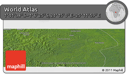 Satellite Panoramic Map of the Area around 1° 24' 2" S, 24° 43' 30" E