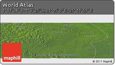 Satellite Panoramic Map of the Area around 1° 24' 2" S, 24° 43' 30" E