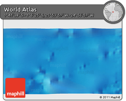 Shaded Relief 3D Map of the Area around 1° 24' 2" S, 25° 25' 29" W
