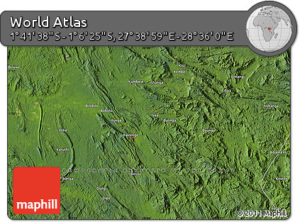 Satellite Map of the Area around 1° 24' 2" S, 28° 7' 30" E