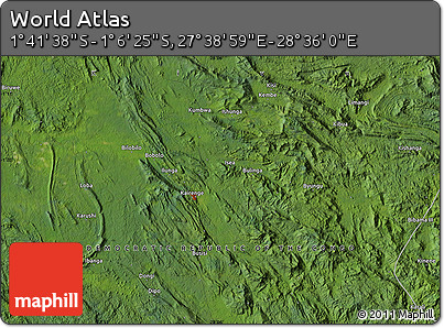 Satellite Map of the Area around 1° 24' 2" S, 28° 7' 30" E
