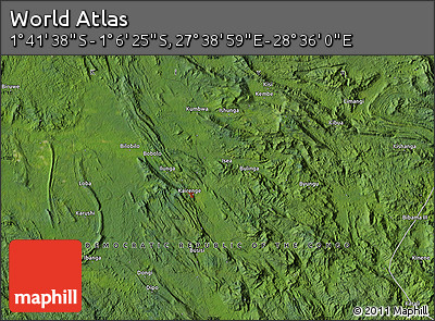 Satellite Map of the Area around 1° 24' 2" S, 28° 7' 30" E