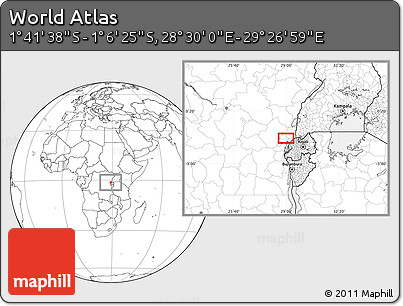 Blank Location Map of the Area around 1° 24' 2" S, 28° 58' 30" E