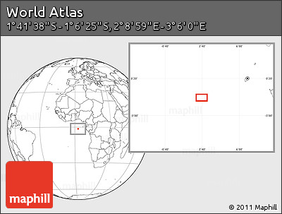 Blank Location Map of the Area around 1° 24' 2" S, 2° 37' 30" E