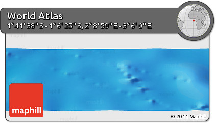 Physical Panoramic Map of the Area around 1° 24' 2" S, 2° 37' 30" E