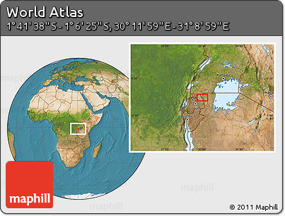 Satellite Location Map of the Area around 1° 24' 2" S, 30° 40' 29" E
