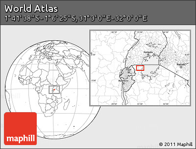 Blank Location Map of the Area around 1° 24' 2" S, 31° 31' 29" E