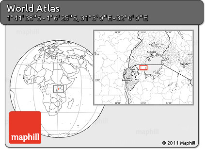 Blank Location Map of the Area around 1° 24' 2" S, 31° 31' 29" E