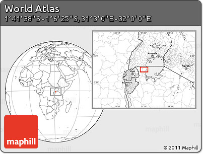 Blank Location Map of the Area around 1° 24' 2" S, 31° 31' 29" E