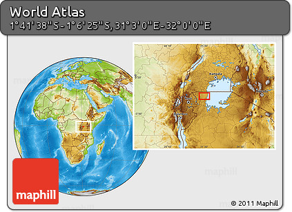 Physical Location Map of the Area around 1° 24' 2" S, 31° 31' 29" E