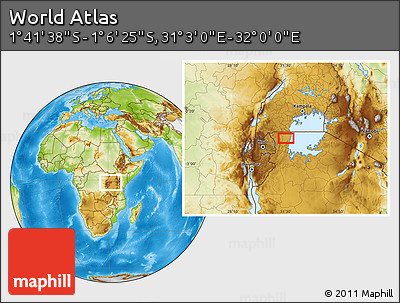 Physical Location Map of the Area around 1° 24' 2" S, 31° 31' 29" E