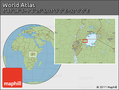 Savanna Style Location Map of the Area around 1° 24' 2" S, 31° 31' 29" E