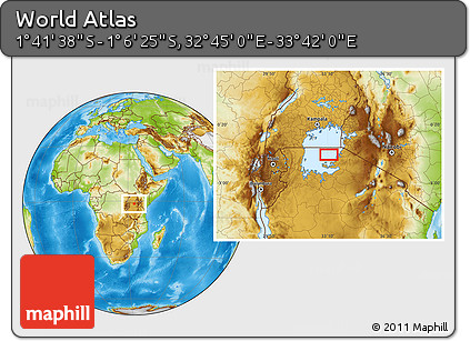 Physical Location Map of the Area around 1° 24' 2" S, 33° 13' 30" E