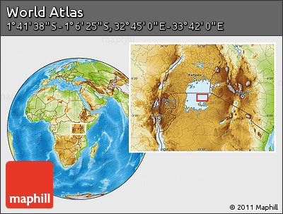Physical Location Map of the Area around 1° 24' 2" S, 33° 13' 30" E