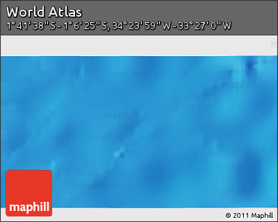 Physical 3D Map of the Area around 1° 24' 2" S, 33° 55' 29" W