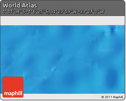 Physical 3D Map of the Area around 1° 24' 2" S, 33° 55' 29" W