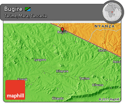 Political 3D Map of Bugire