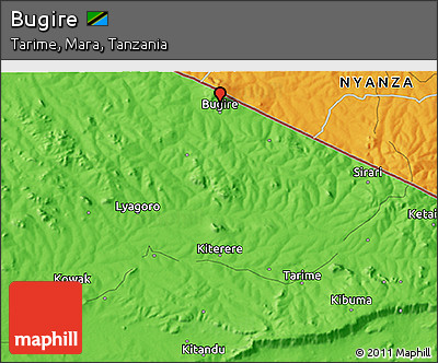 Political 3D Map of Bugire