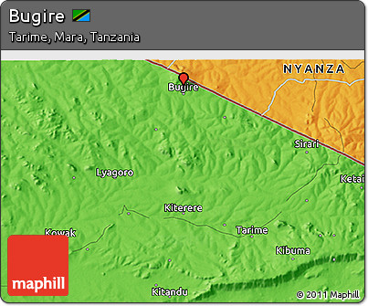 Political 3D Map of Bugire