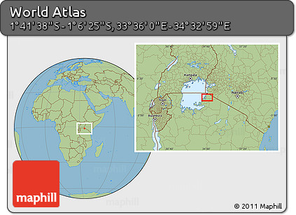 Savanna Style Location Map of the Area around 1° 24' 2" S, 34° 4' 30" E