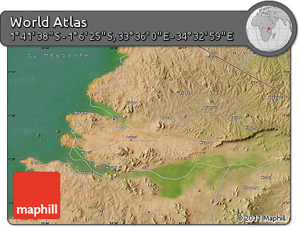 Satellite Map of the Area around 1° 24' 2" S, 34° 4' 30" E