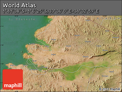 Satellite Map of the Area around 1° 24' 2" S, 34° 4' 30" E