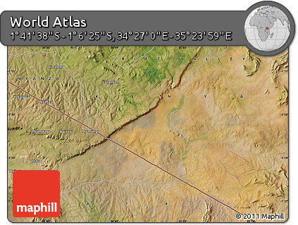 Satellite Map of the Area around 1° 24' 2" S, 34° 55' 29" E