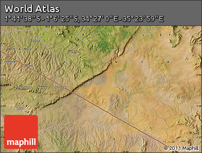 Satellite Map of the Area around 1° 24' 2" S, 34° 55' 29" E