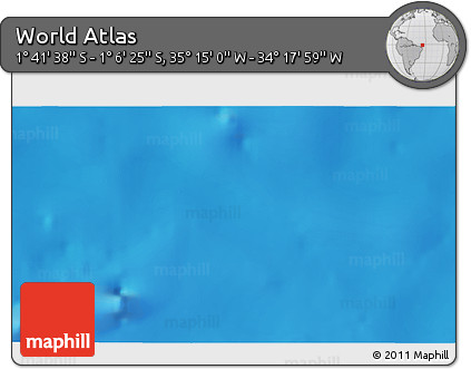 Physical 3D Map of the Area around 1° 24' 2" S, 34° 46' 29" W