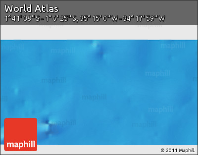 Physical 3D Map of the Area around 1° 24' 2" S, 34° 46' 29" W