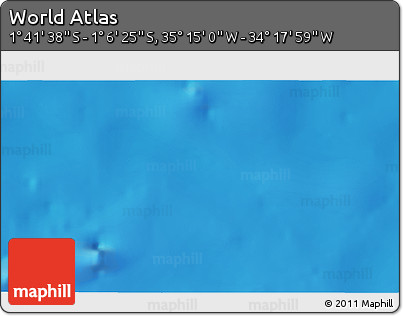 Physical 3D Map of the Area around 1° 24' 2" S, 34° 46' 29" W