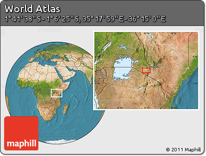Satellite Location Map of the Area around 1° 24' 2" S, 35° 46' 29" E