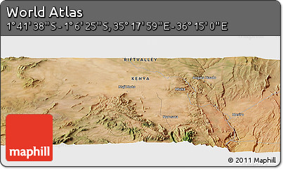 Satellite Panoramic Map of the Area around 1° 24' 2" S, 35° 46' 29" E