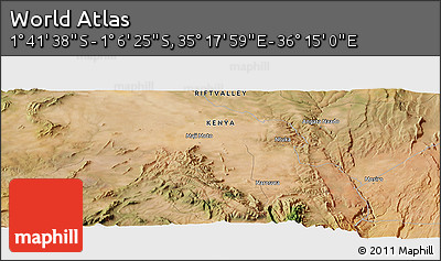 Satellite Panoramic Map of the Area around 1° 24' 2" S, 35° 46' 29" E