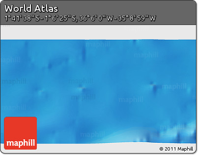 Physical 3D Map of the Area around 1° 24' 2" S, 35° 37' 30" W