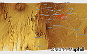 Physical 3D Map of the area around 1° 24' 2" S, 36° 37' 30" E