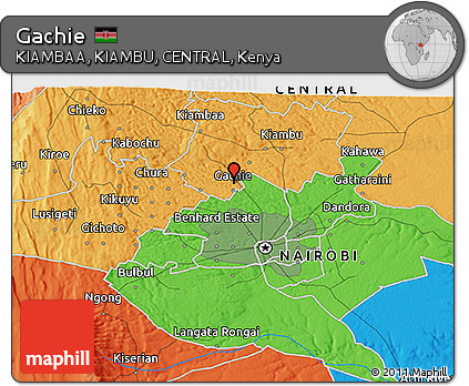 Political 3D Map of Gachie