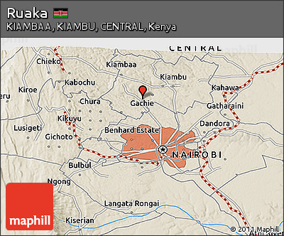 Shaded Relief 3D Map of Ruaka