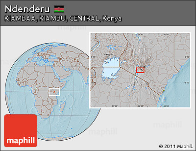 Gray Location Map of Ndenderu, hill shading