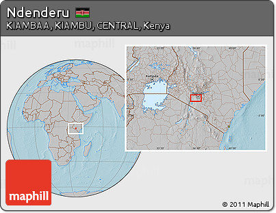 Gray Location Map of Ndenderu, hill shading
