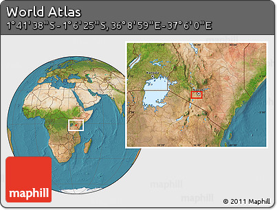 Satellite Location Map of the Area around 1° 24' 2" S, 36° 37' 30" E