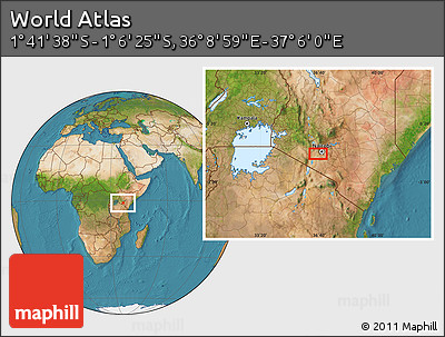 Satellite Location Map of the Area around 1° 24' 2" S, 36° 37' 30" E