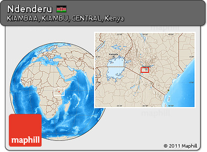 Shaded Relief Location Map of Ndenderu