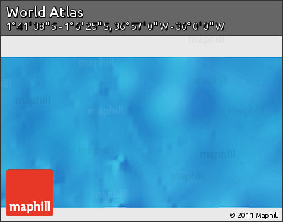 Shaded Relief 3D Map of the Area around 1° 24' 2" S, 36° 28' 30" W