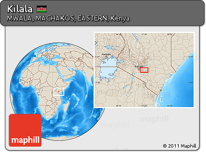 Shaded Relief Location Map of Kilala