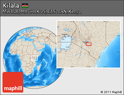 Shaded Relief Location Map of Kilala