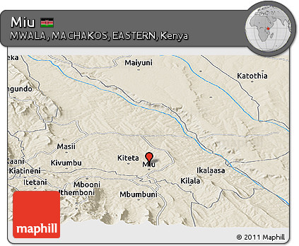 Shaded Relief Panoramic Map of Miu