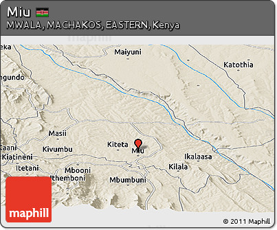 Shaded Relief Panoramic Map of Miu